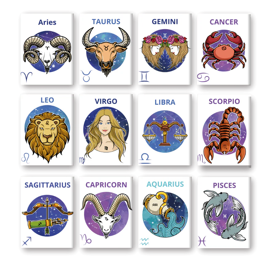 12 Mini Paintings | Zodiac Set