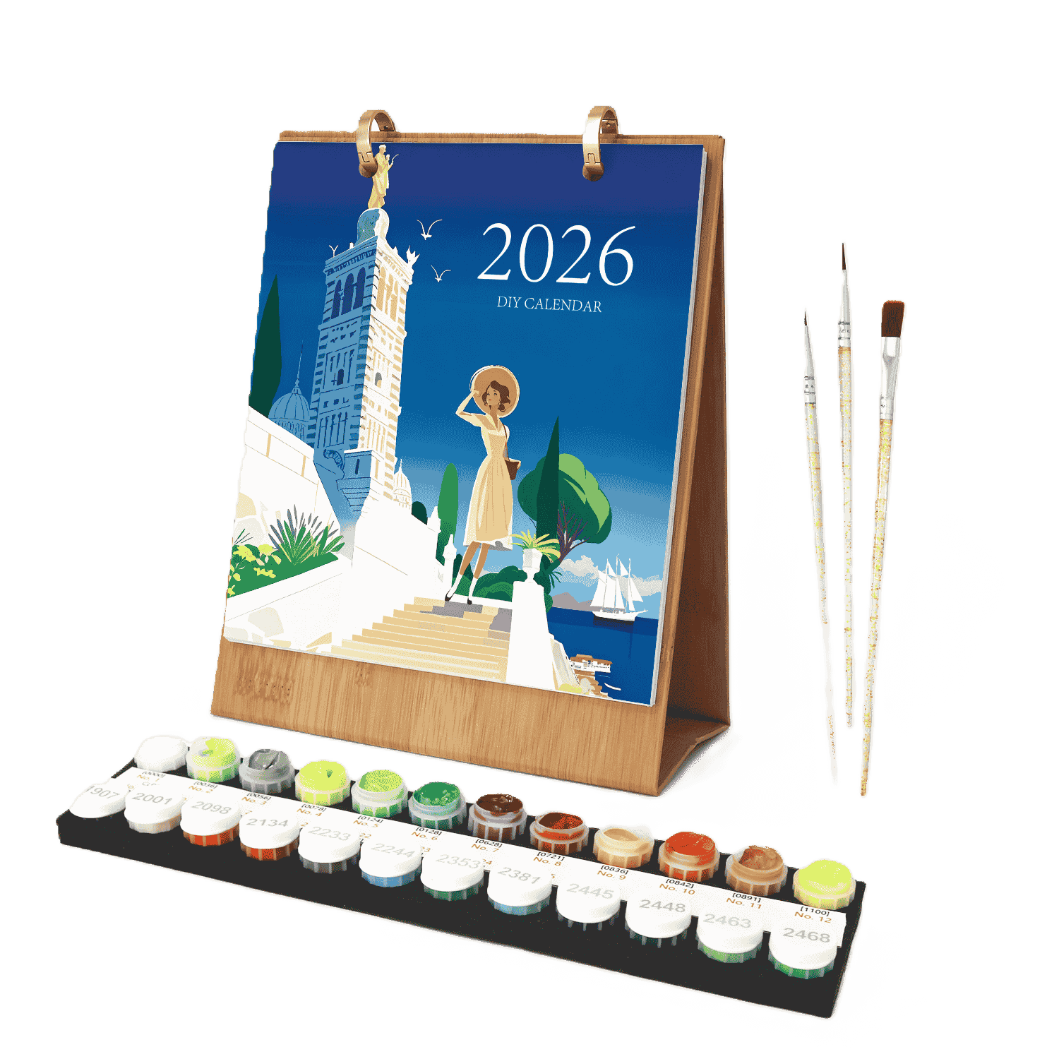 2026 Paint by Numbers desk Calendar | World trip Edition
