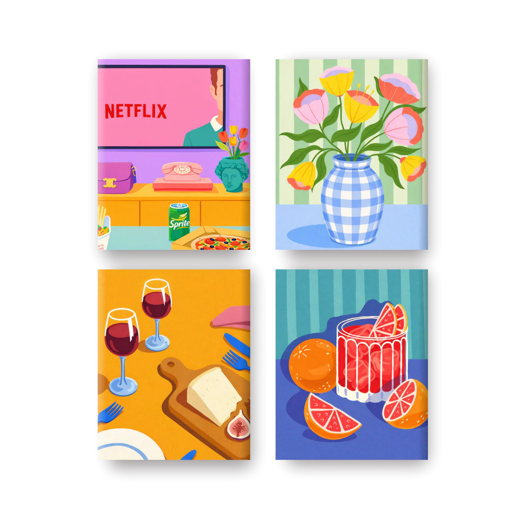 4 Mini Paintings - Cozy Moments Set