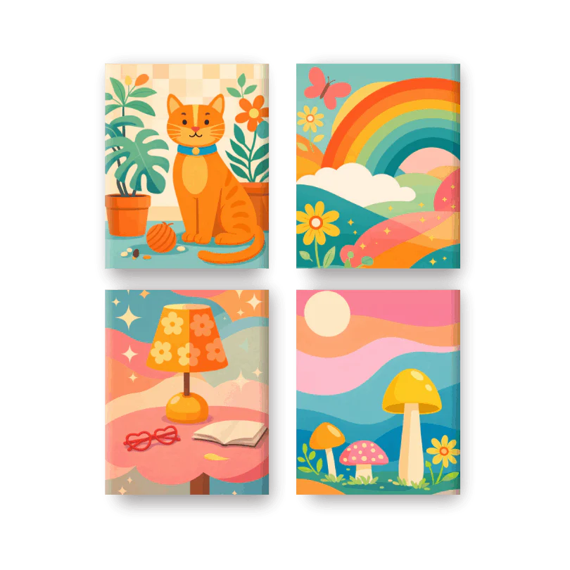 4 Mini Paintings - Rainbow Dreams Set