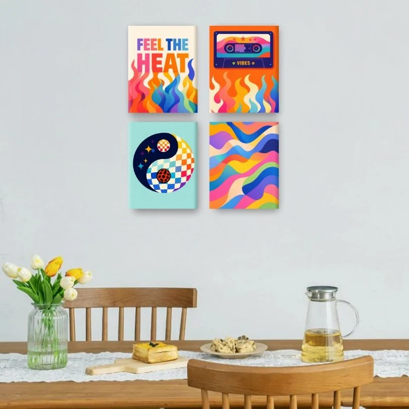 4 Mini Paintings - Retro Vibes Set - Image 2