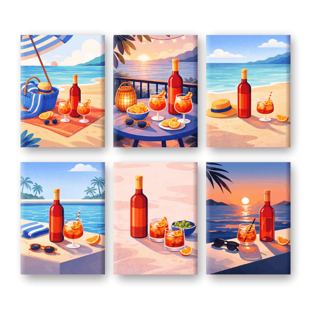 6 Mini Paintings - Aperitivo Summer Set