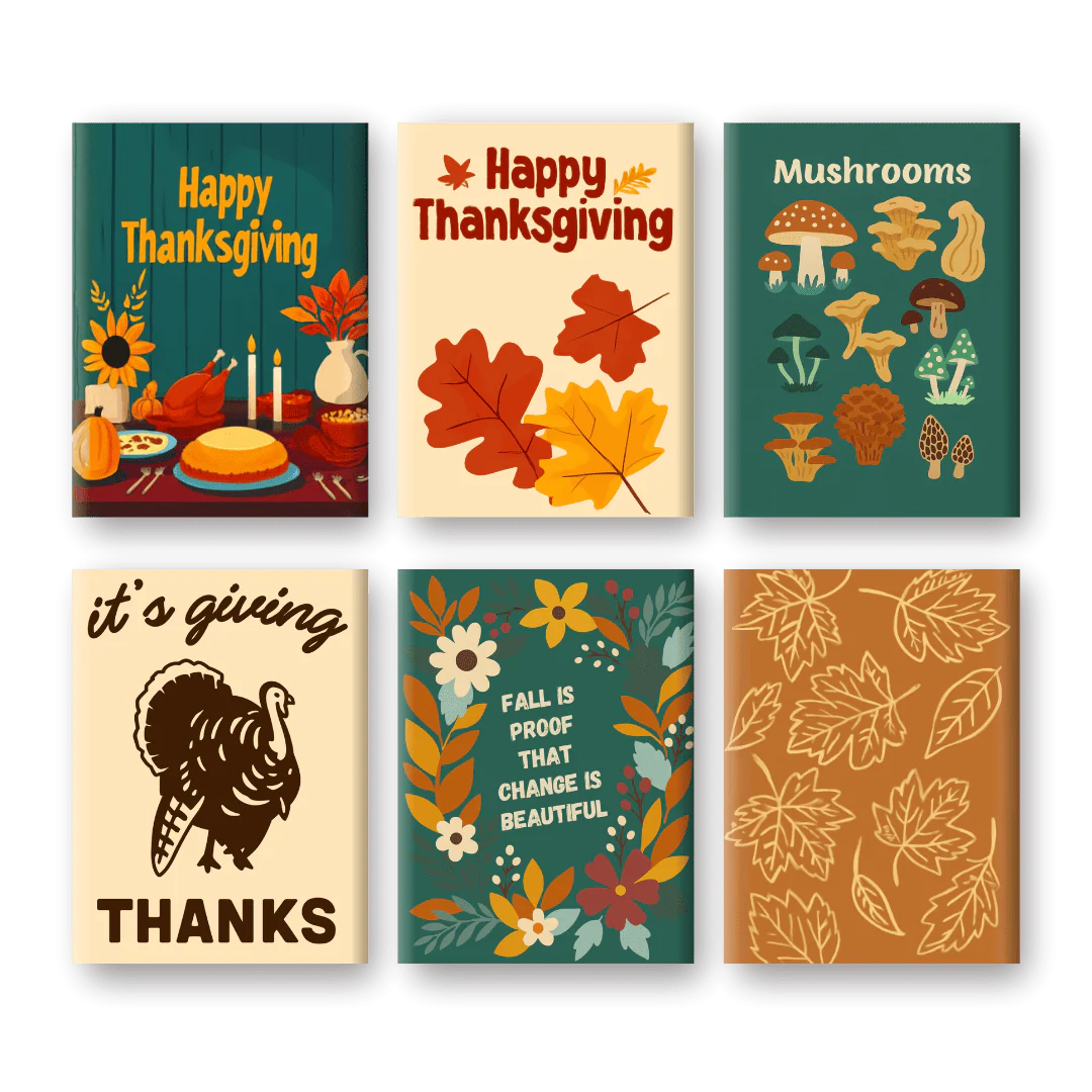 6 Mini Paintings -  Autumn & Thanksgiving Set
