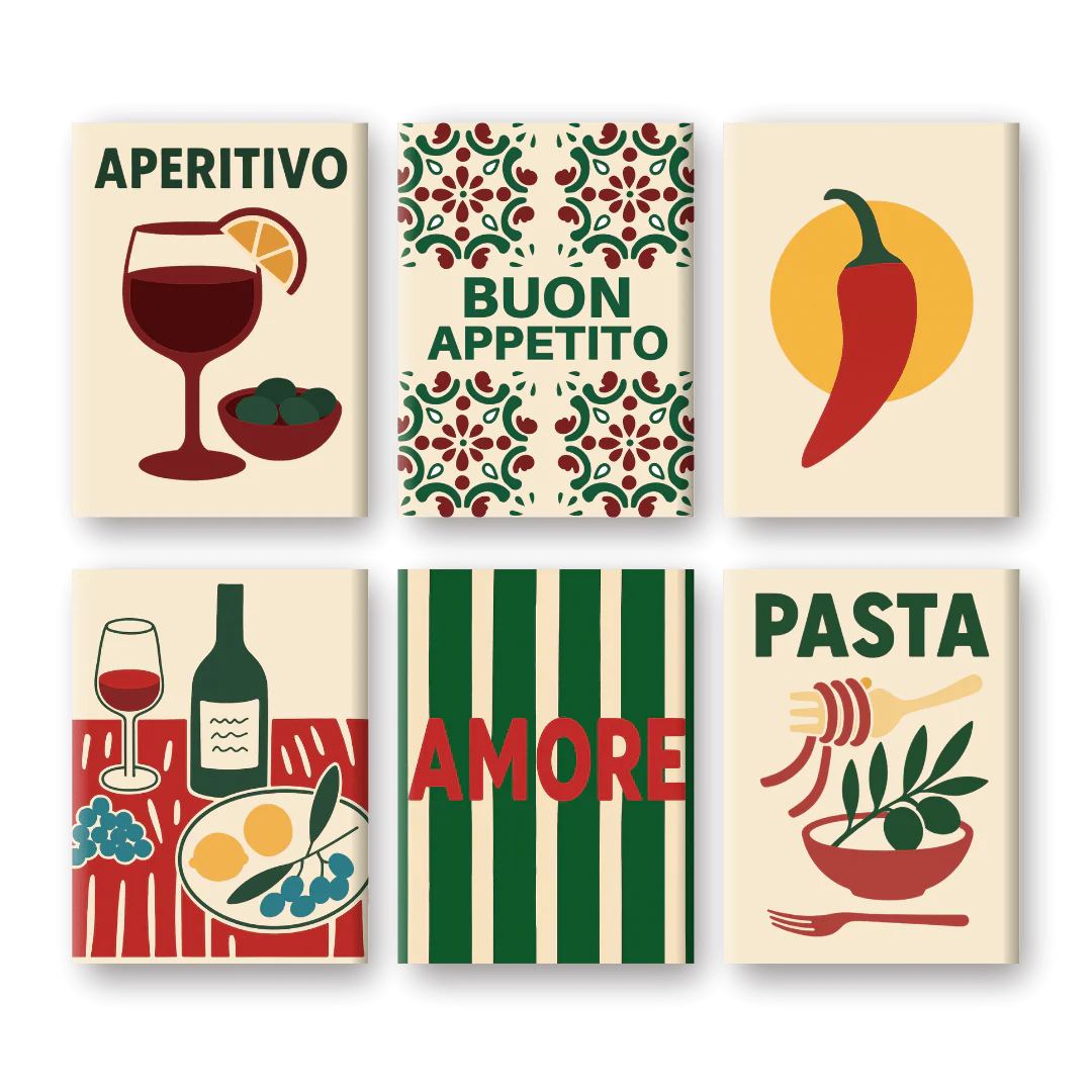 6 Mini Paintings - Buon Appetito Set