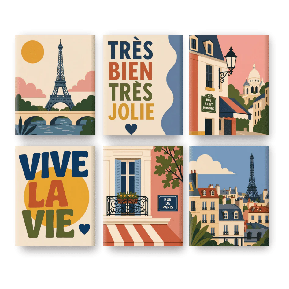 6 Mini Paintings - Beautiful Paris Set
