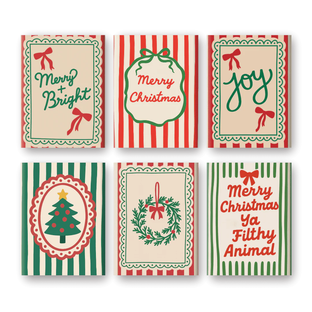 6 Mini Paintings - Christmas Stripes Set