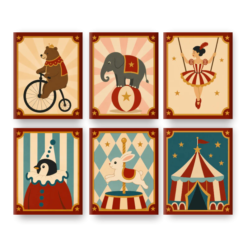 6 Mini Paintings - Circus Set
