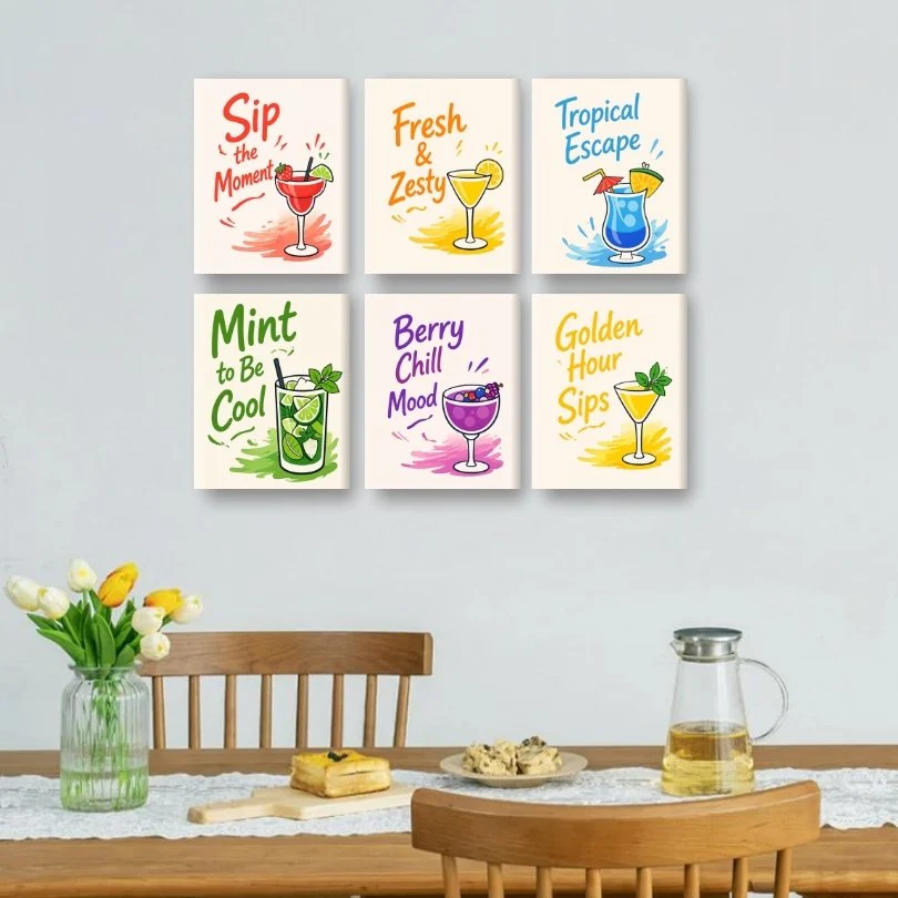 6 Mini Paintings - Cocktail Quotes Set - Image 2