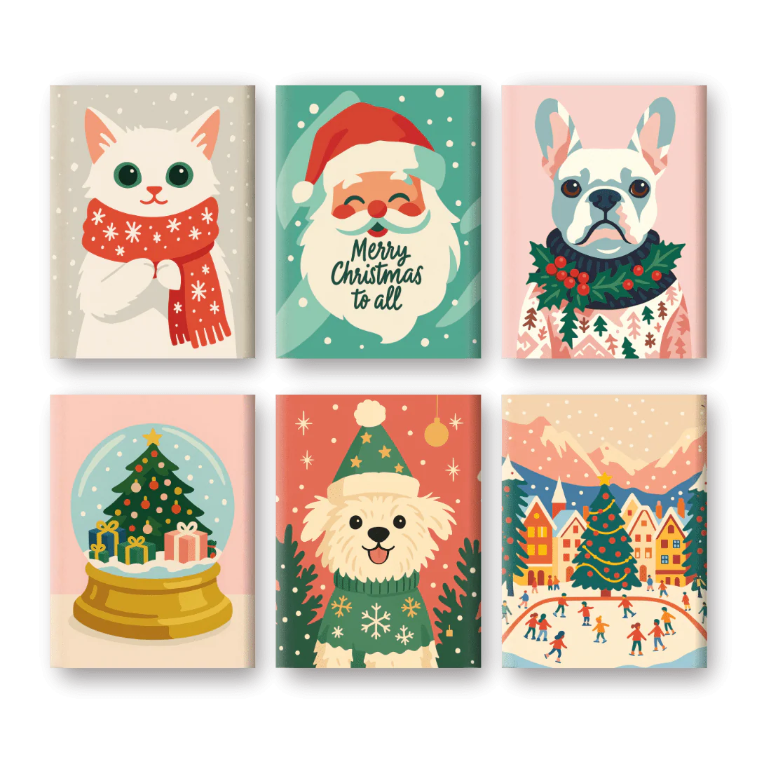 6 Mini Paintings - Cold Christmas Set