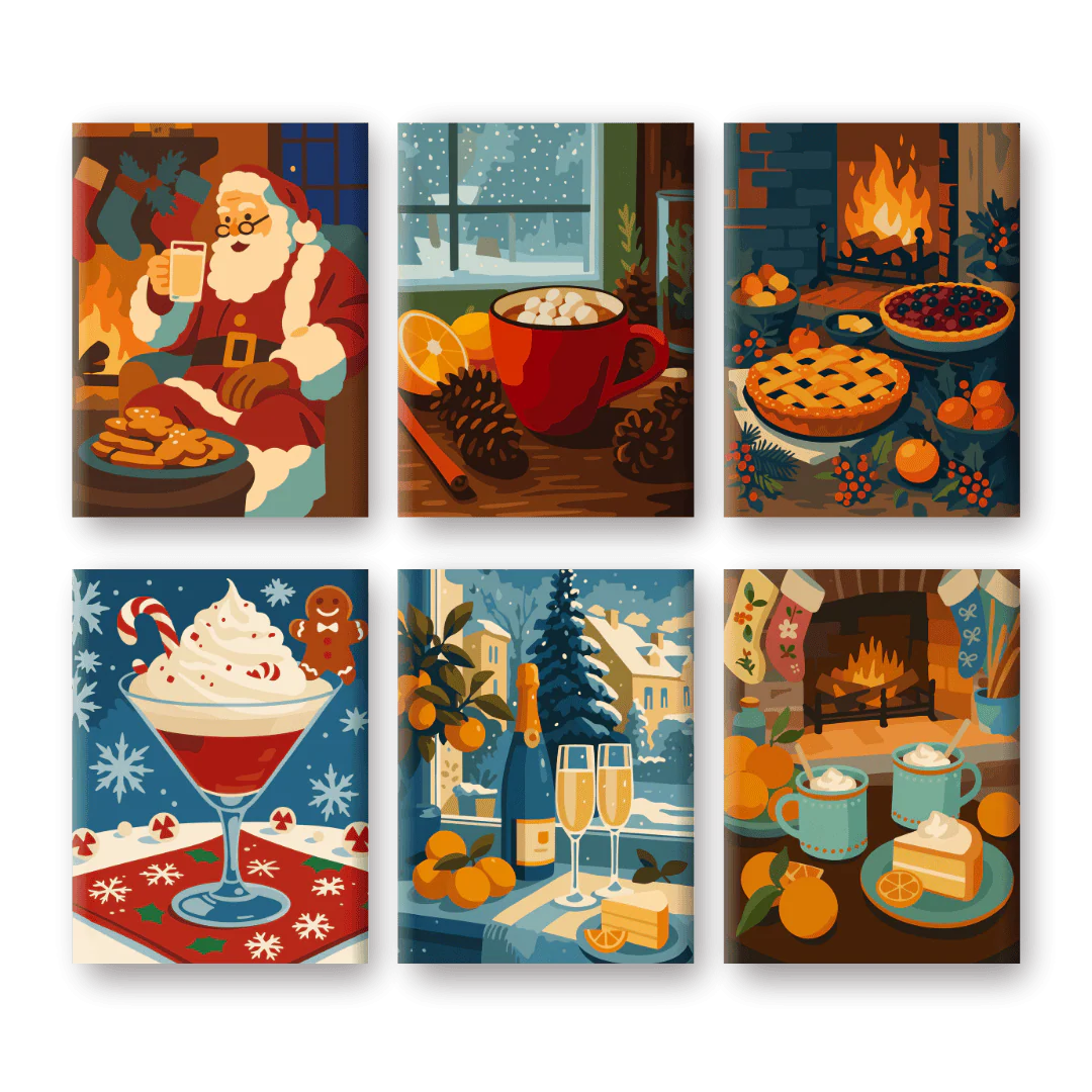 6 Mini Paintings - Cozy Christmas Set