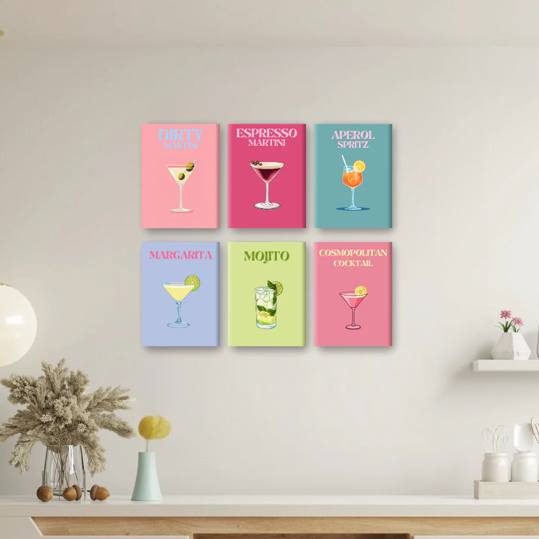 6 Mini Paintings - Elegant Cocktail Set - Image 2