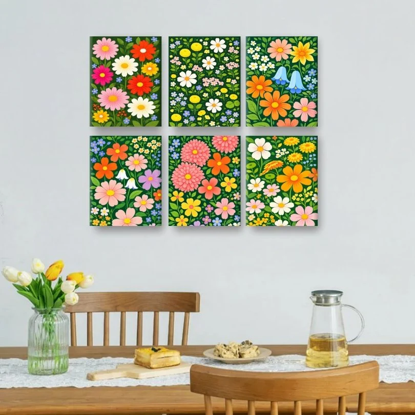 6 Mini Paintings - Flower Field Set - Image 2