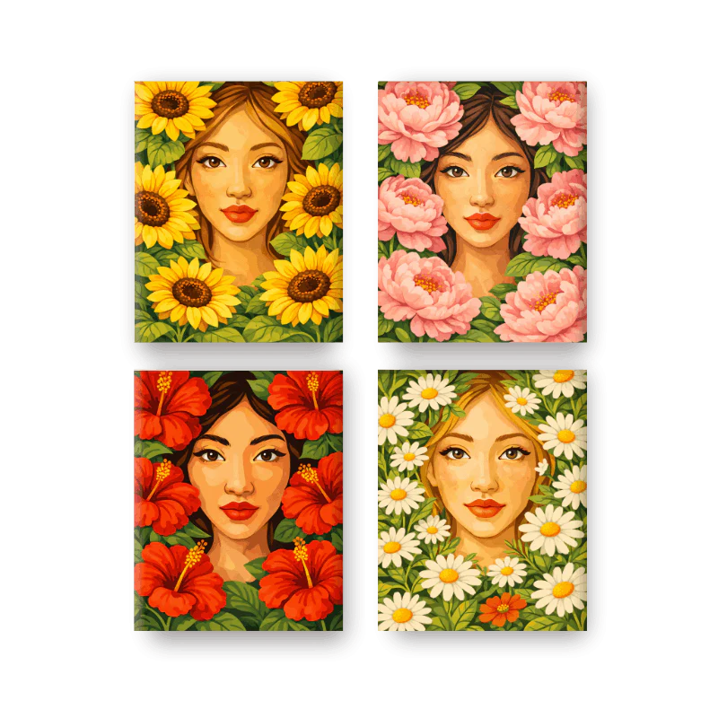 4 Mini Paintings - Flower Life Set