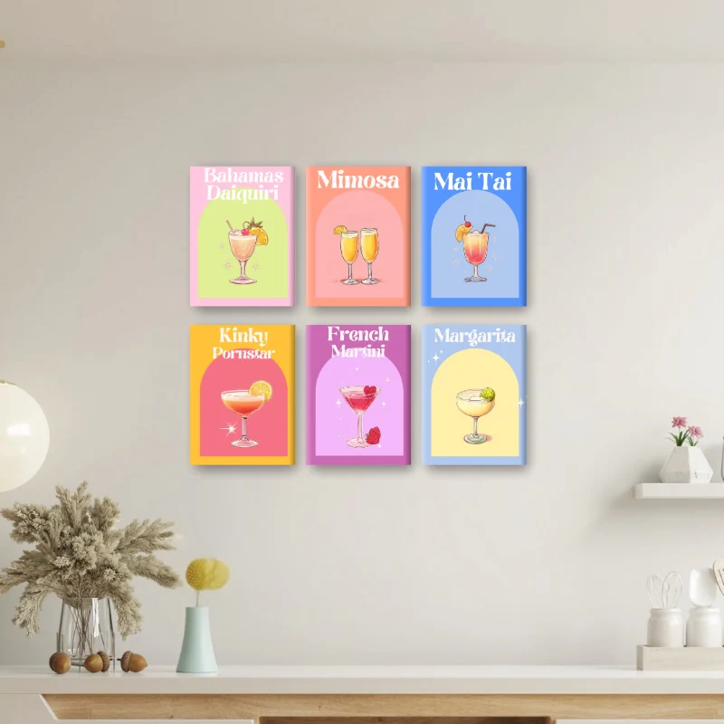 6 Mini Paintings - Girls Night Cocktail Set - Image 2