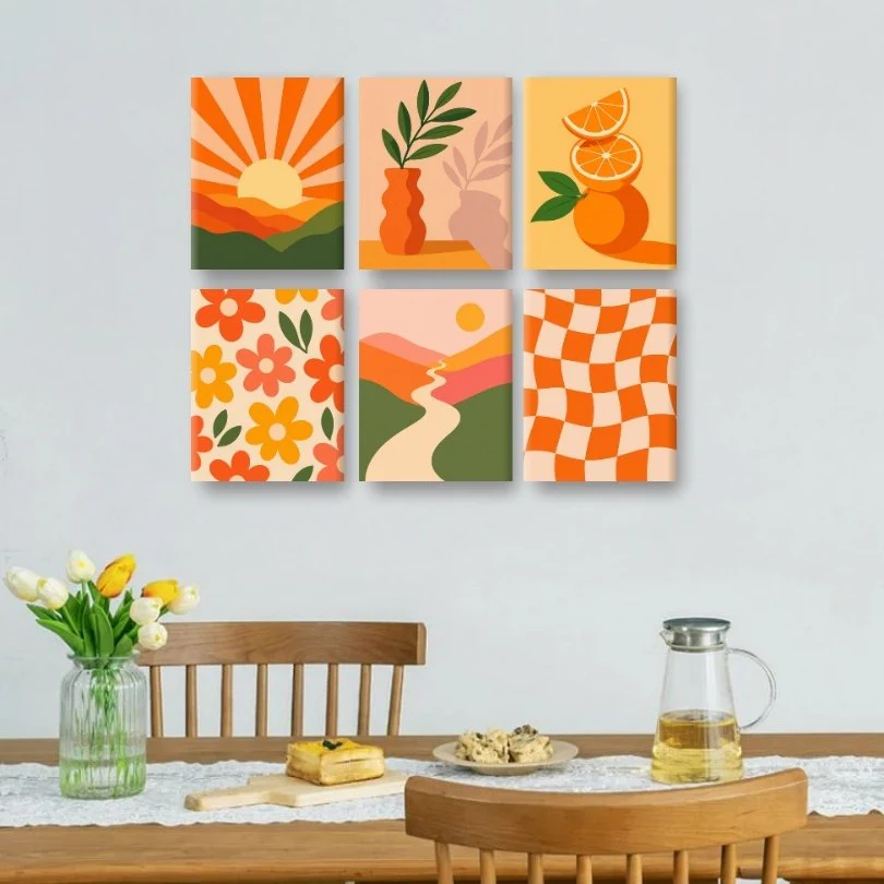 6 Mini Paintings - Golden Citrus Set - Image 2