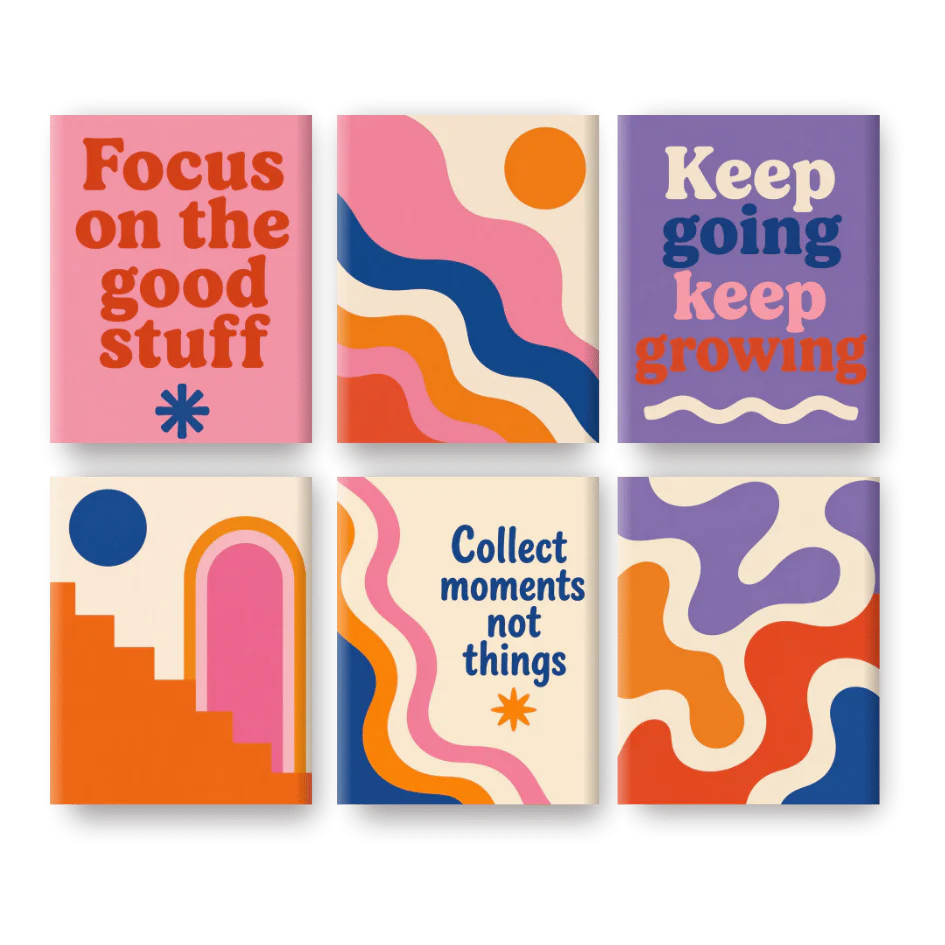 6 Mini Paintings - Groovy Good Vibes Set