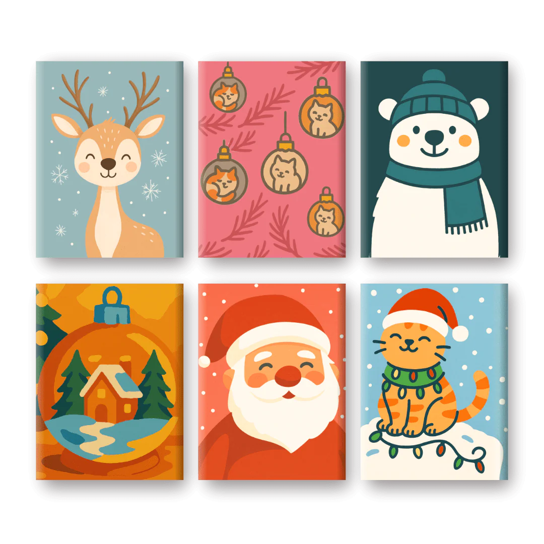 6 Mini Paintings | Happy Christmas Set
