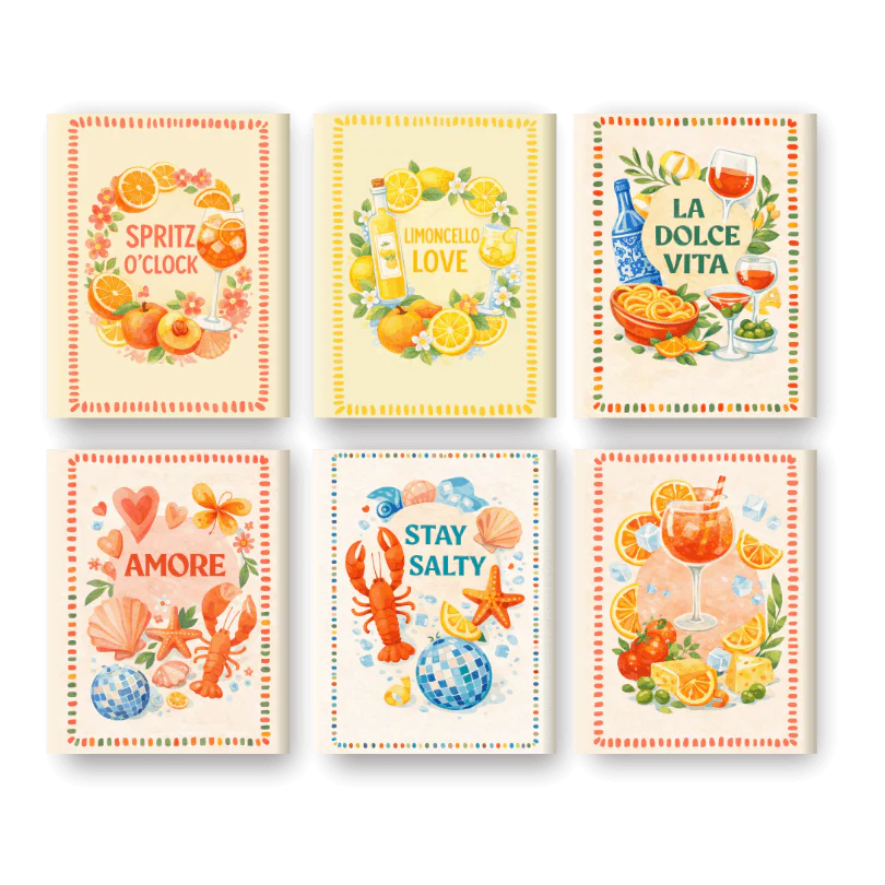6 Mini Paintings - Limoncello & Aperol Set