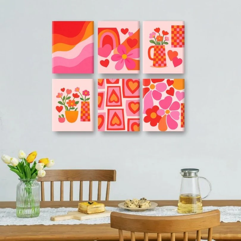 6 Mini Paintings - Love & Flowers Set - Image 2