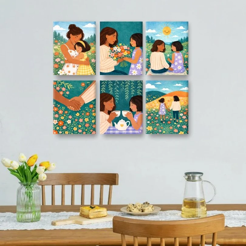 6 Mini Paintings - Moments Together Set - Image 2
