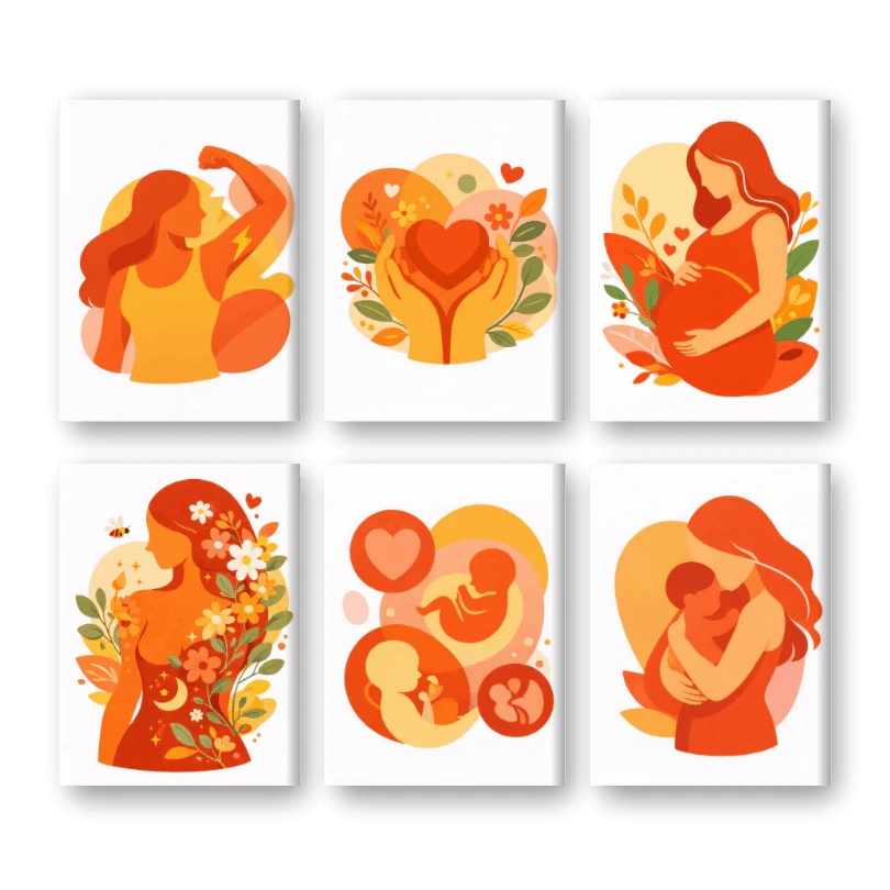 6 Mini Paintings - Motherhood Set