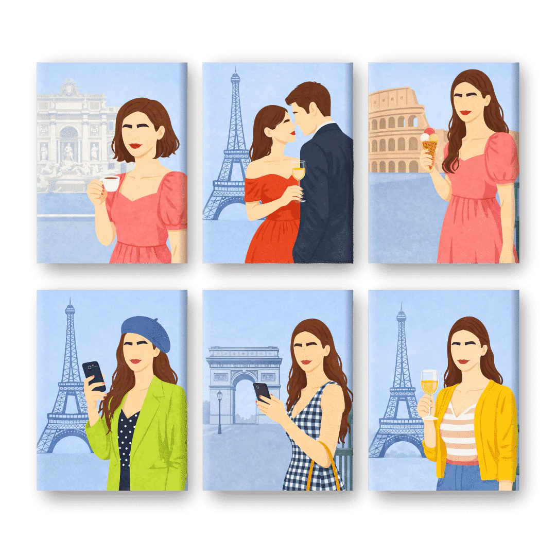 6 Mini Paintings - Paris Moments Set