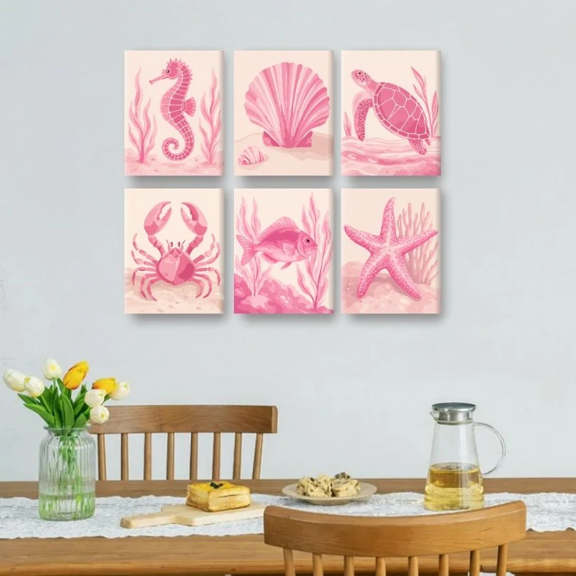 6 Mini Paintings - Pink Ocean Set - Image 2