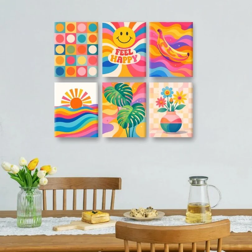 6 Mini Paintings - Rainbow Retro Set - Image 2