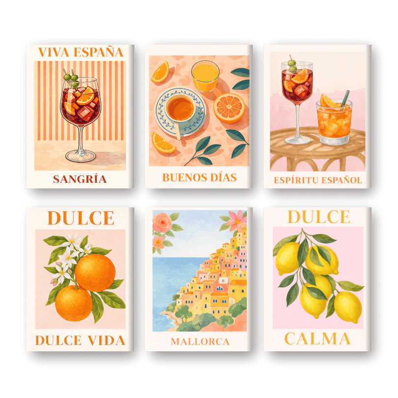 6 Mini Paintings - Spanish Dulce Vida Set