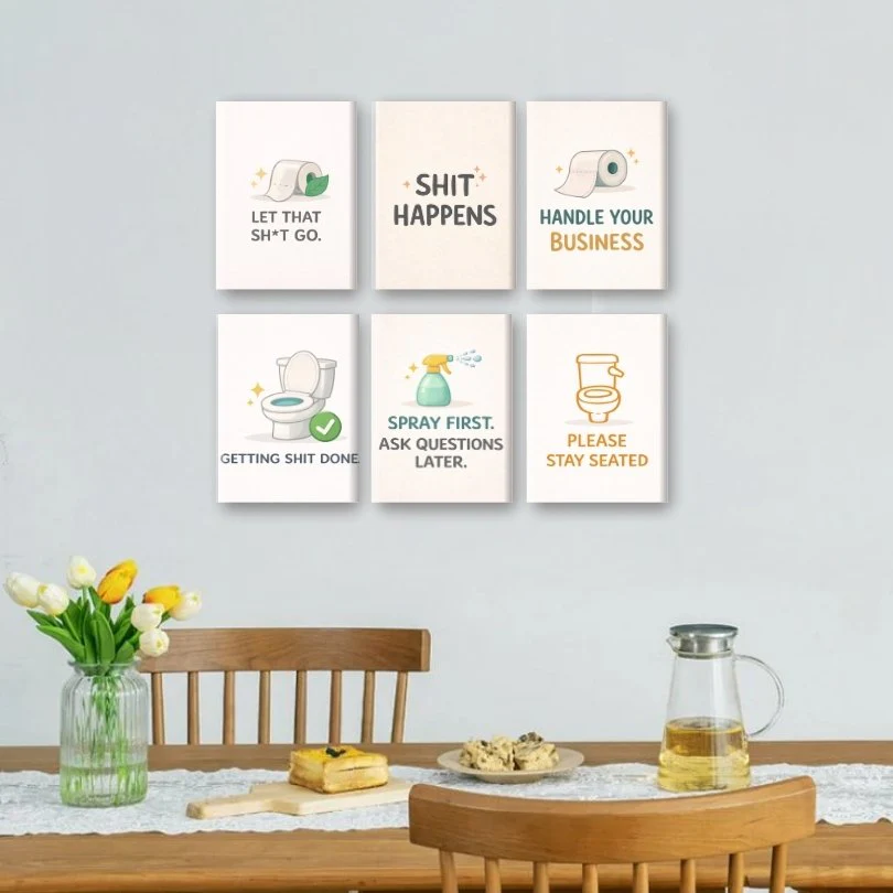 6 Mini Paintings - Toilet Quotes Set - Image 2