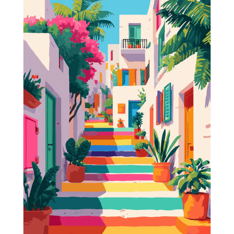 A rainbow stairs | Paint by Number