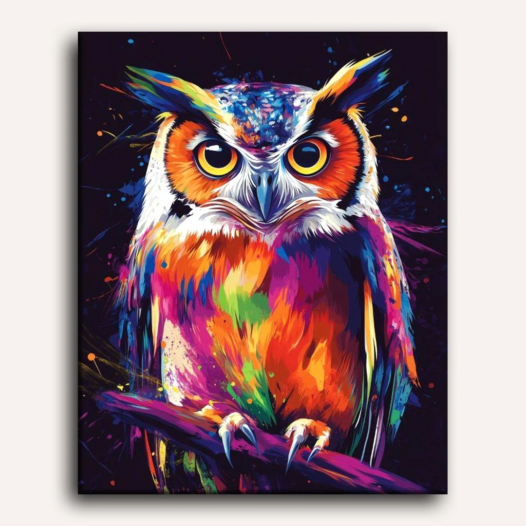 Abstract colorful owl  | Paint by Numbers - Image 2