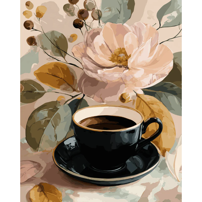 Black cup of coffee | Paint by Number