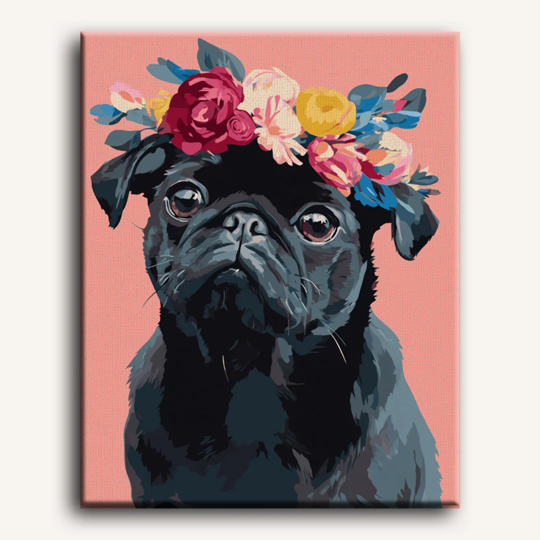 Black Pug Portrait | Paint by Number - Image 2