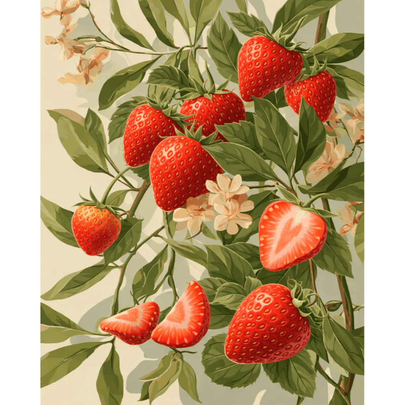 Blooming Strawberries | Paint by Number