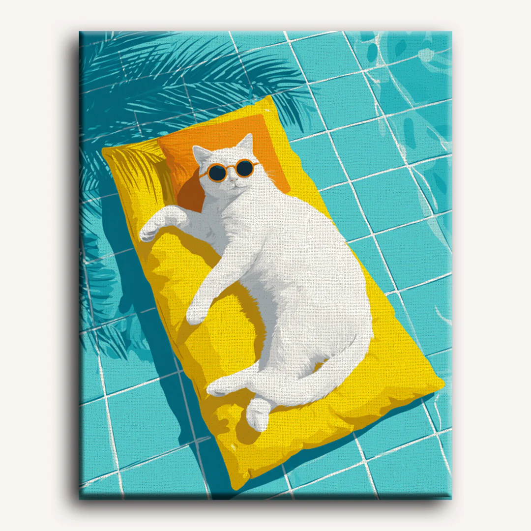 Cat by the Pool | Paint by Number - Image 2