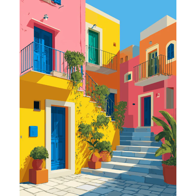 Cheerful architecture | Paint by Number