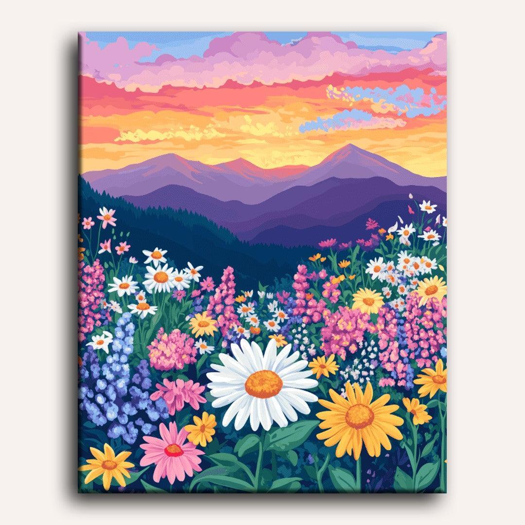 Colorful flower landscape | Paint by Numbers - Image 2