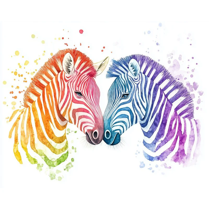 Colorful Zebra Couple | Paint by Numbers