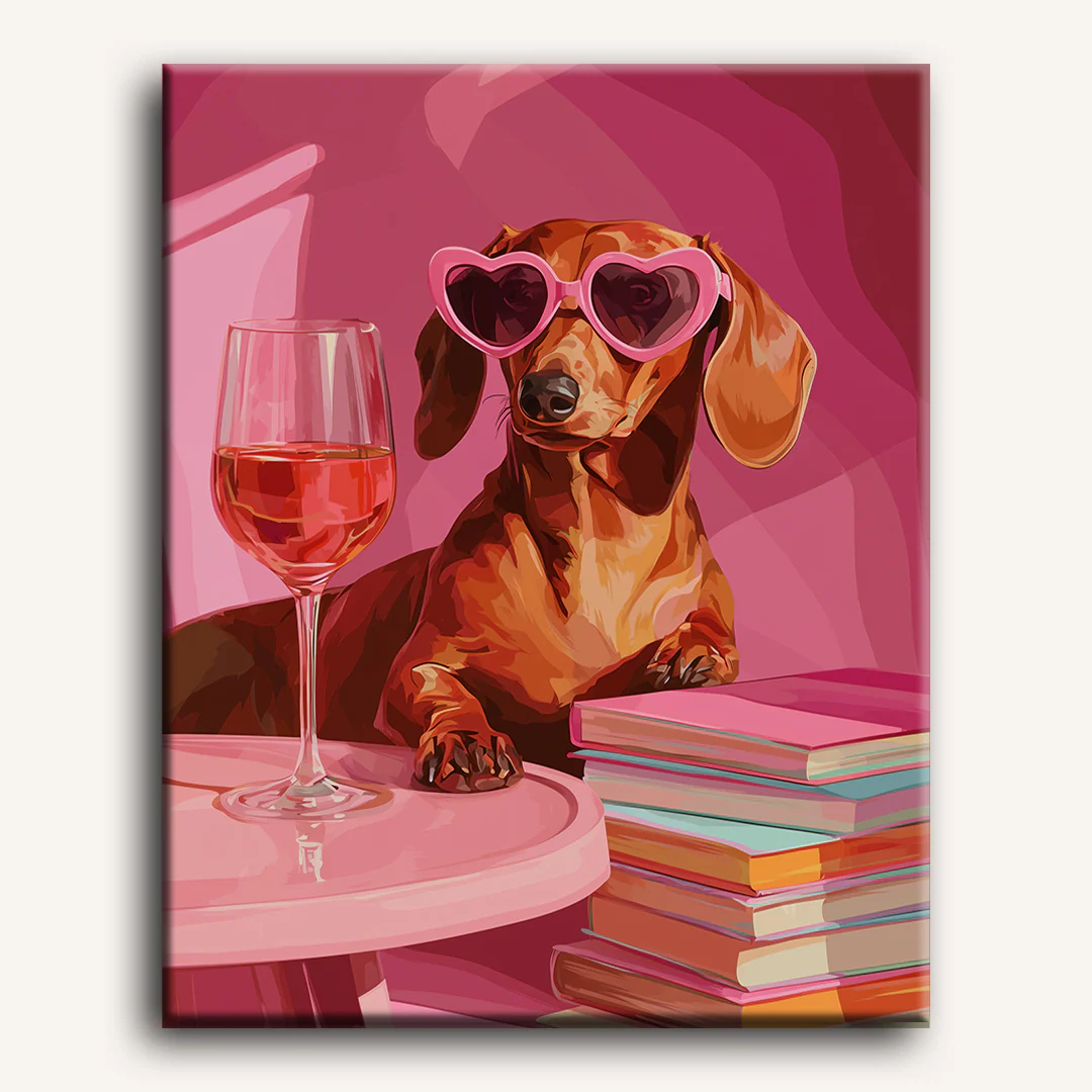Dachshund in pink | Paint by Number - Image 2