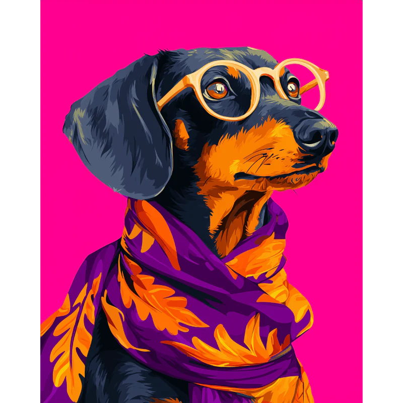 Dachshund with Glasses | Paint by Number