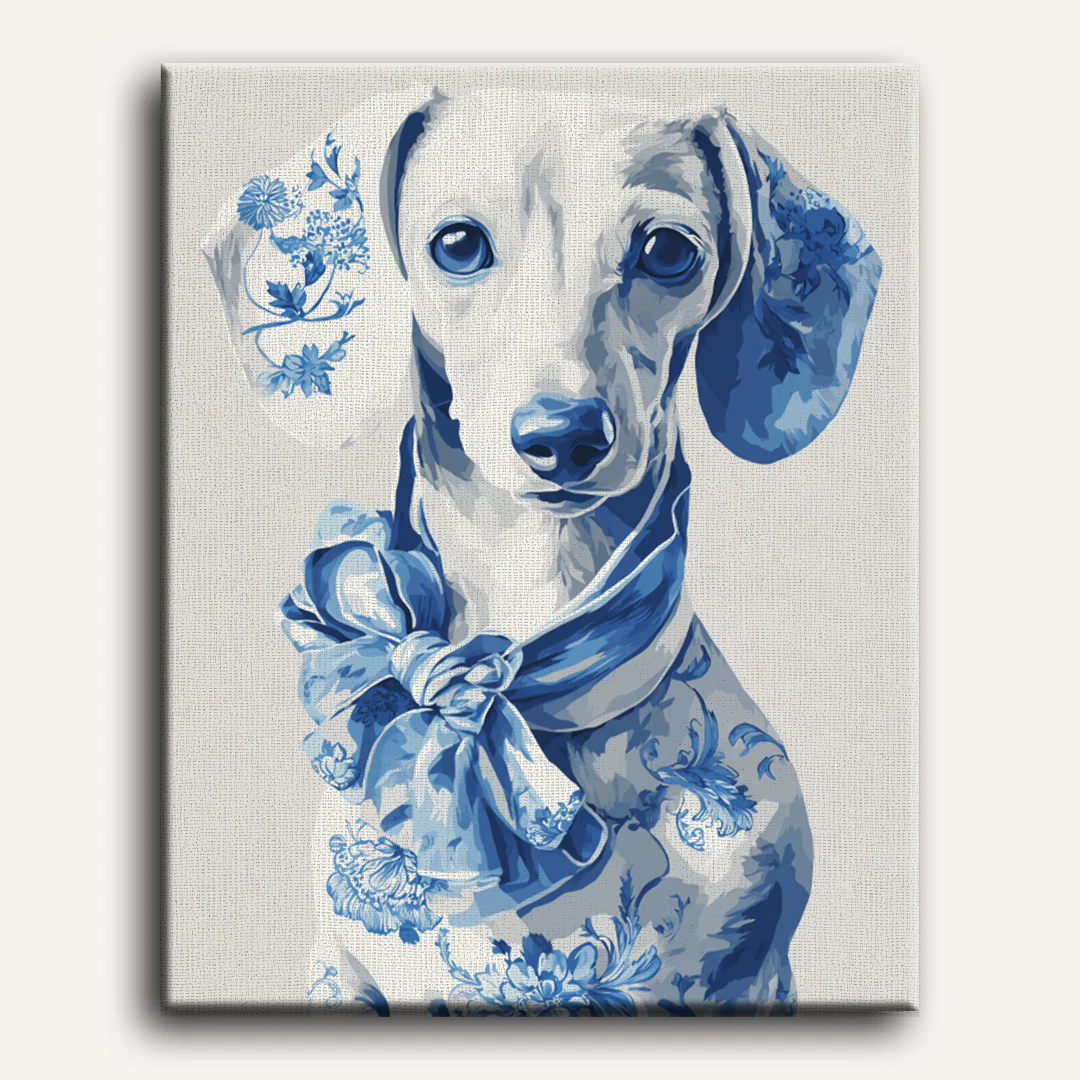 Delft Blue Dachshund | Paint by Number - Image 2