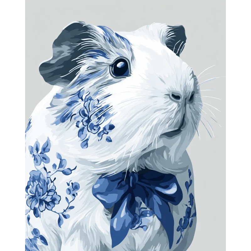 Delft blue Guinea pig | Paint by Number