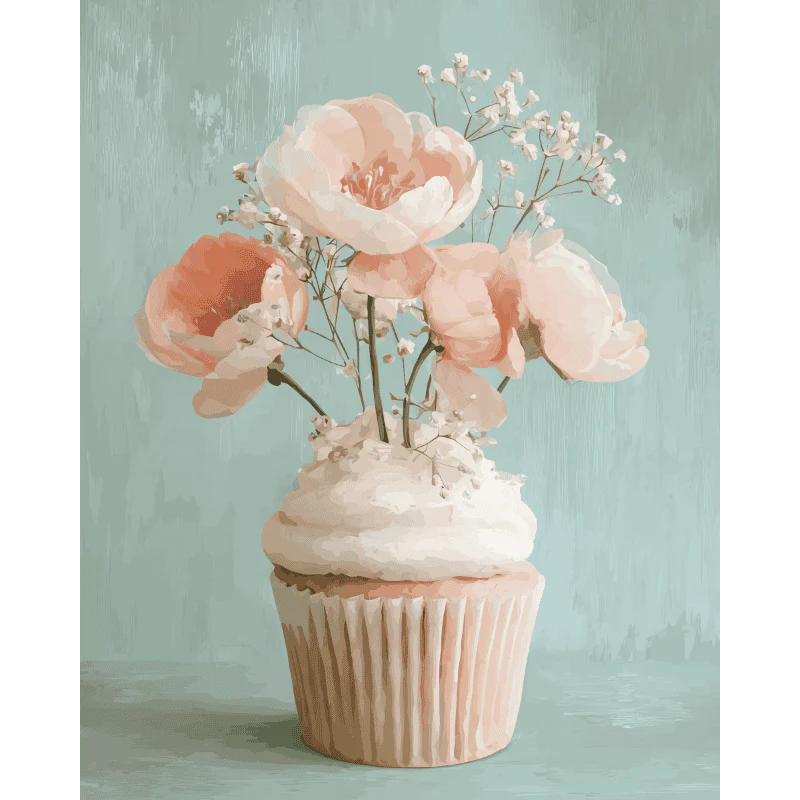 Floral Cupcake | Paint by Number