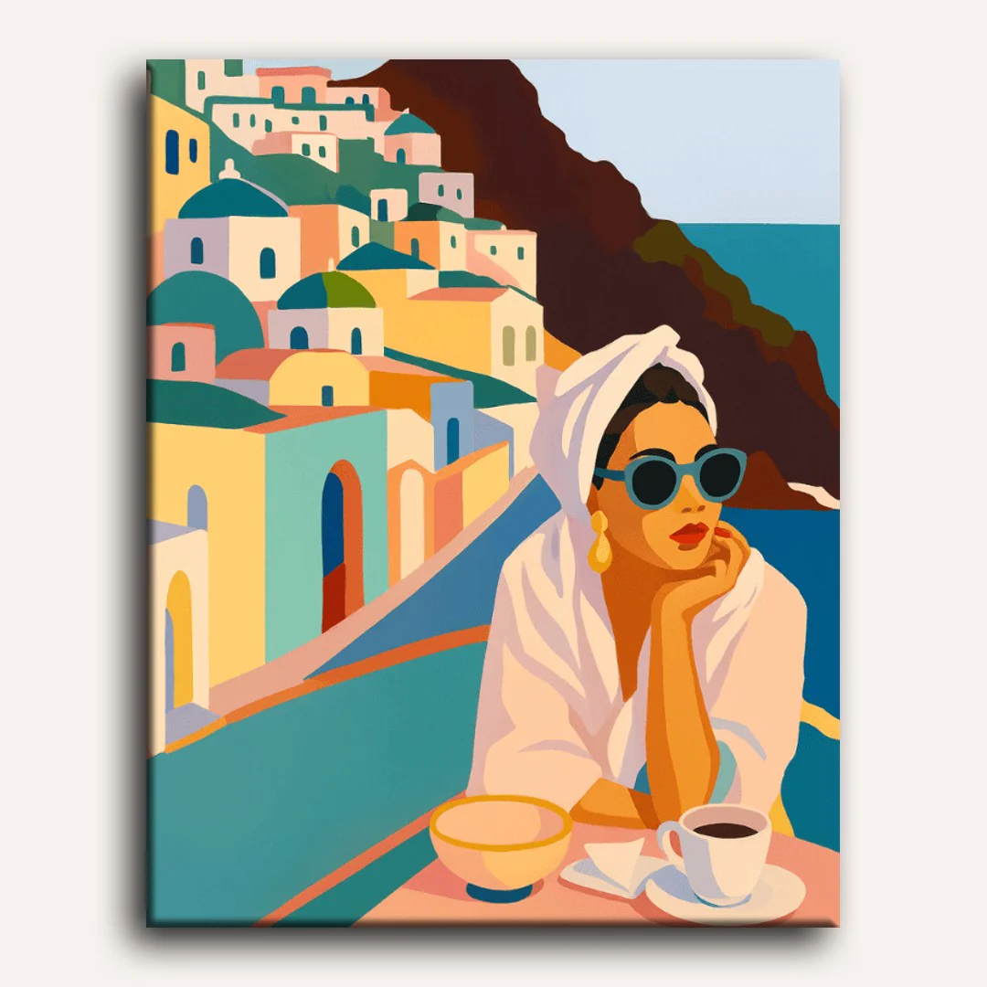 Lady in Santorini  | Paint by Numbers - Image 2
