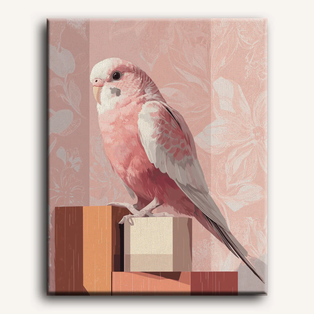 Pink Budgie | Paint by Number - Image 2