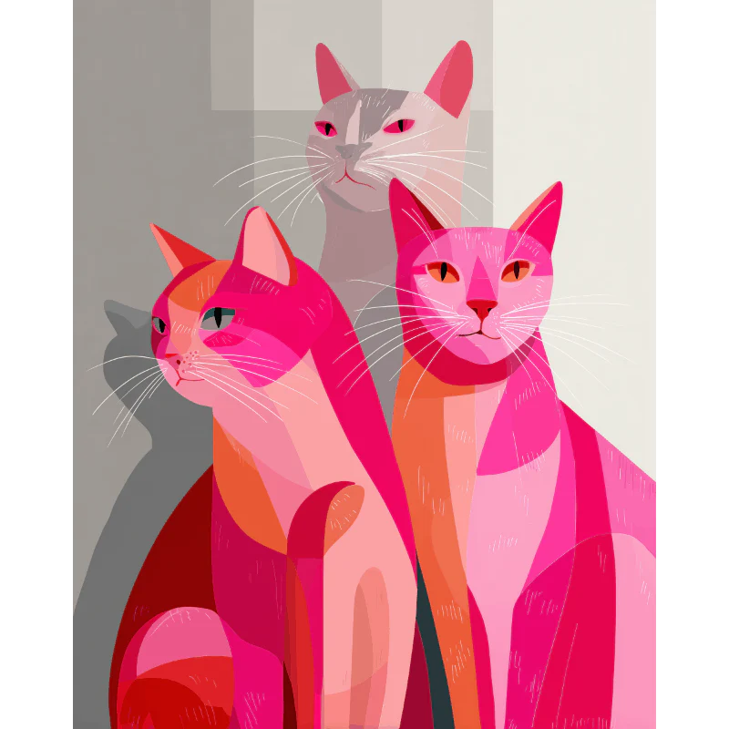 Pink Cats | Paint by Number