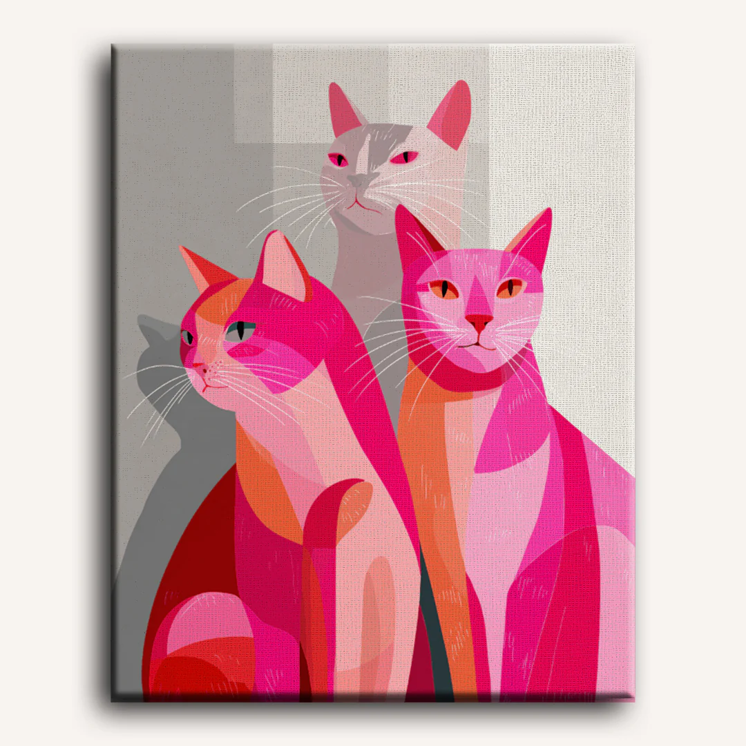 Pink Cats | Paint by Number - Image 2