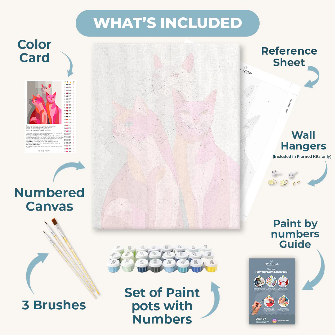 Pink Cats | Paint by Number - Image 3