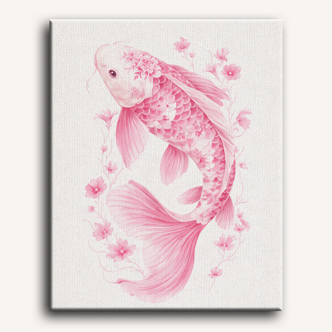 Pink Porcelain Koi | Paint by Number - Image 2